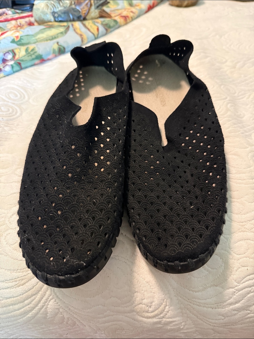 Women’s Black Slip-On Perforated Casual Flats